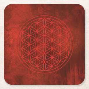 flower of life, sacred geometric,zen, chakra, square paper coaster