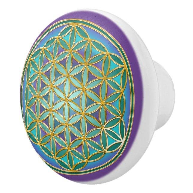 FLOWER OF LIFE - Sacred Geometrie Design 1 Ceramic Knob (Right)