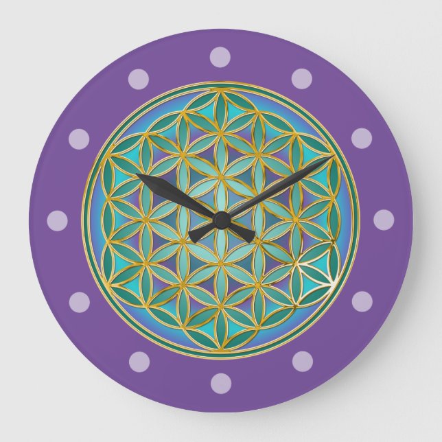 FLOWER OF LIFE - Sacred Geometrie Design 1 Large Clock (Front)