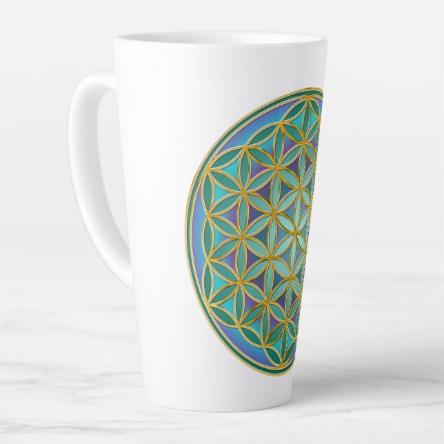 FLOWER OF LIFE - Sacred Geometrie Design 1 Latte Mug (Left Angle)