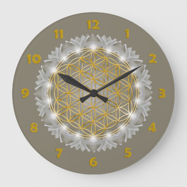 FLOWER OF LIFE - Sacred Geometrie Light 1 Large Clock (Front)