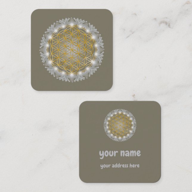 FLOWER OF LIFE - Sacred Geometrie Light 1 Square Business Card (Front/Back)