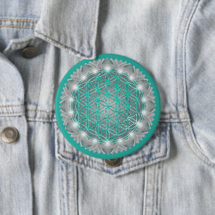 FLOWER OF LIFE - Sacred Geometrie Light 2 10 Cm Round Badge