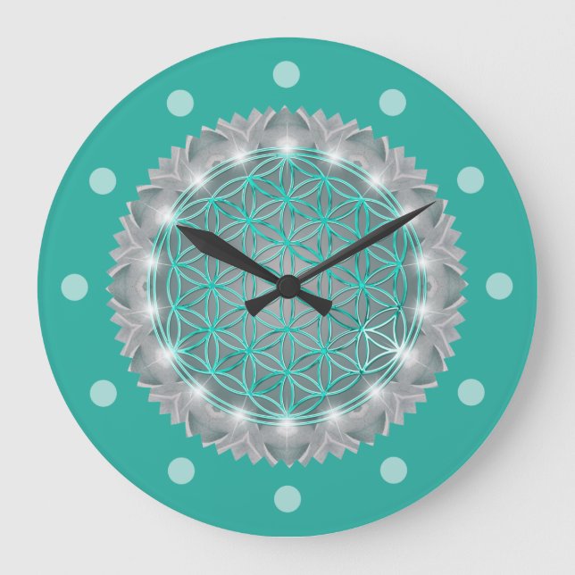 FLOWER OF LIFE - Sacred Geometrie Light 2 Large Clock (Front)