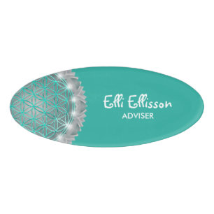 FLOWER OF LIFE - Sacred Geometrie Light 2 Name Tag