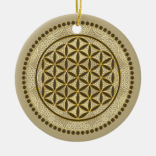 FLOWER OF LIFE - Sacred Geometrie Symbol Art 2 Ceramic Tree Decoration