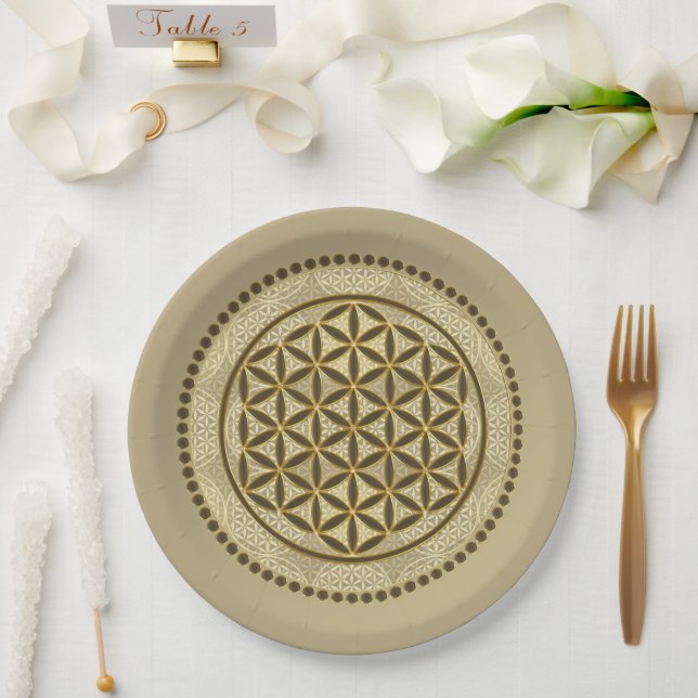 FLOWER OF LIFE - Sacred Geometrie Symbol Art 2 Paper Plate (Wedding)
