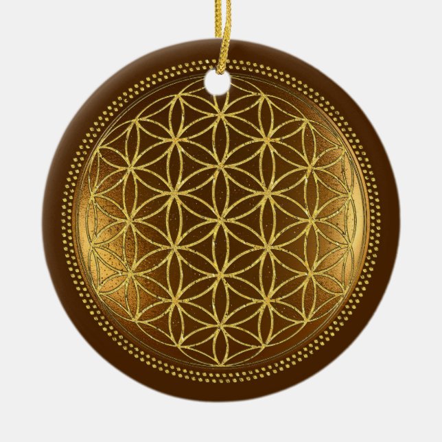 FLOWER OF LIFE - Sacred Geometry Medaillon 1 Ceramic Tree Decoration (Front)