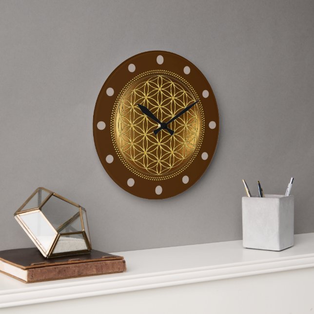 FLOWER OF LIFE - Sacred Geometry Medaillon 1 Large Clock (Office)