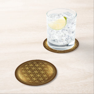 FLOWER OF LIFE - Sacred Geometry Medaillon 1 Round Paper Coaster