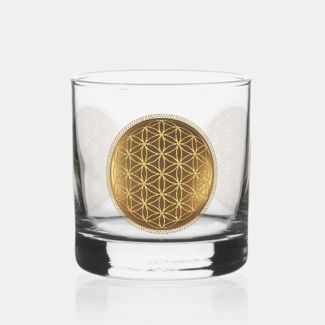 FLOWER OF LIFE - Sacred Geometry Medaillon 1 Whiskey Glass (Left)