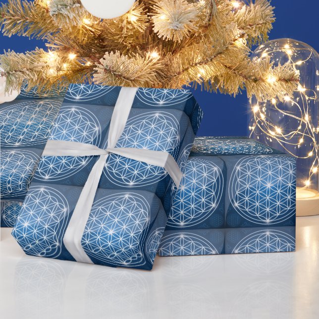 flower of life sacred geometry shapes seed of life wrapping paper (Holidays)