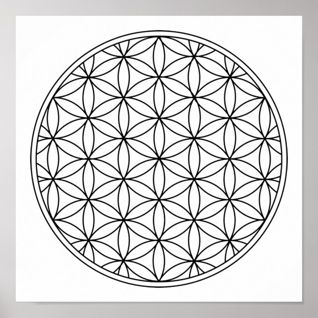flower of life sacred geometry symbol ancient zen  poster (Front)