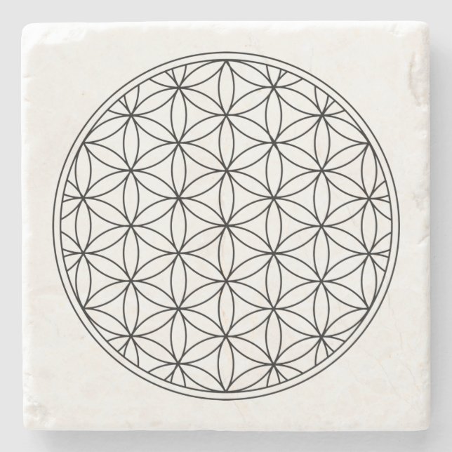 flower of life sacred geometry symbol ancient zen  stone coaster (Front)