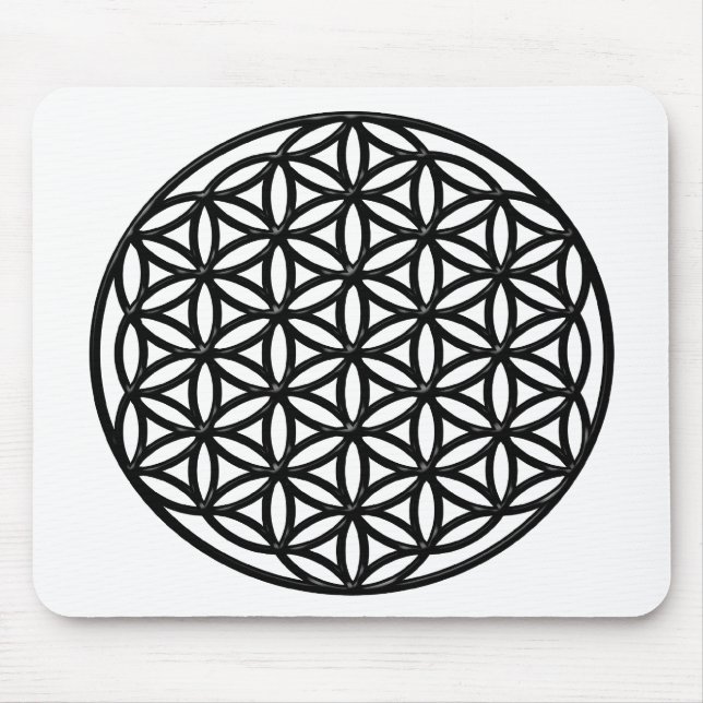 Flower of Life Sacred Geometry Symbol (black) Mouse Pad (Front)