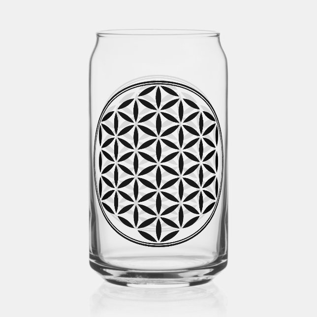 FLOWER OF LIFE - Sacred Geometry Symbol full 1 Can Glass (Front)