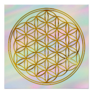 FLOWER OF LIFE - Sacred Geometry Symbol gold 1 Poster