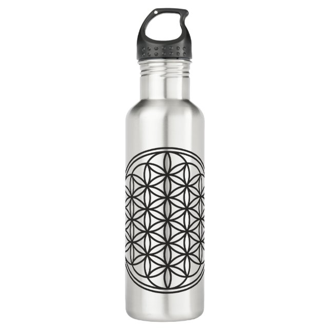 FLOWER OF LIFE - Sacred Geometry Symbol outline 1 710 Ml Water Bottle (Front)