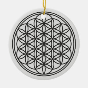 FLOWER OF LIFE - Sacred Geometry Symbol outline 1 Ceramic Tree Decoration