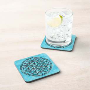 FLOWER OF LIFE - Sacred Geometry Symbol outline 1 Coaster