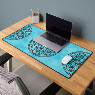 FLOWER OF LIFE - Sacred Geometry Symbol outline 1 Desk Mat