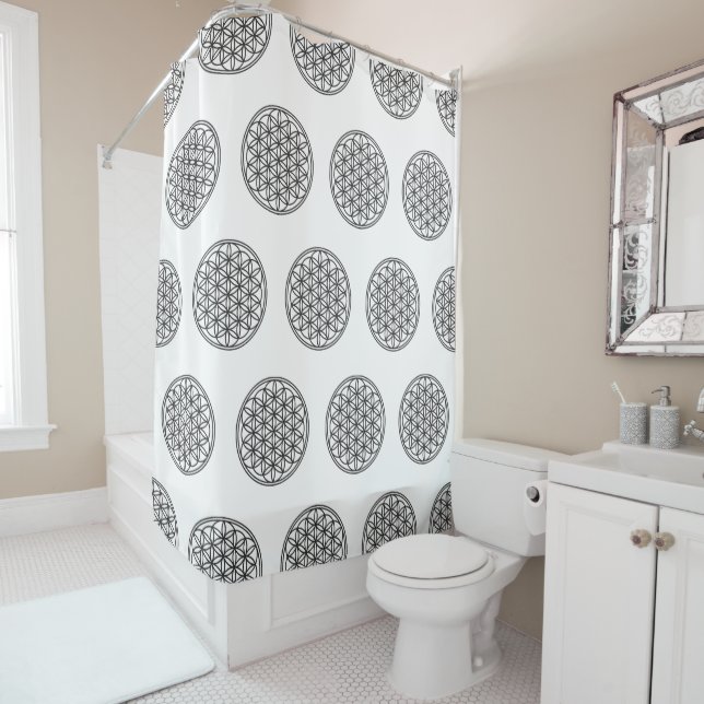 FLOWER OF LIFE - Sacred Geometry Symbol outline 1 Shower Curtain (In Situ)