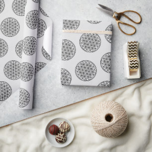 FLOWER OF LIFE - Sacred Geometry Symbol outline 1 Wrapping Paper