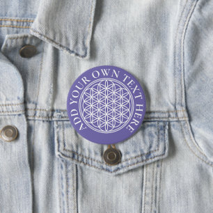 FLOWER OF LIFE - Sacred Geometry Symbol outline 2 7.5 Cm Round Badge