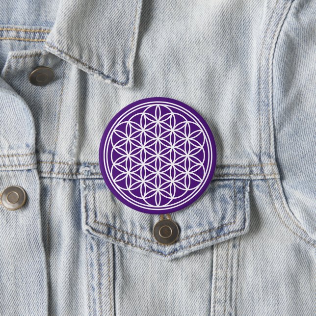 FLOWER OF LIFE - Sacred Geometry Symbol outline 2 7.5 Cm Round Badge (In Situ)