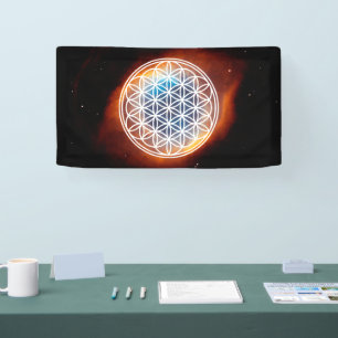 FLOWER OF LIFE - Sacred Geometry Symbol outline 2 Banner