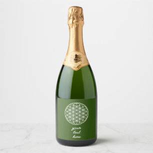 FLOWER OF LIFE - Sacred Geometry Symbol outline 2 Sparkling Wine Label