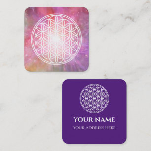 FLOWER OF LIFE - Sacred Geometry Symbol outline 2 Square Business Card