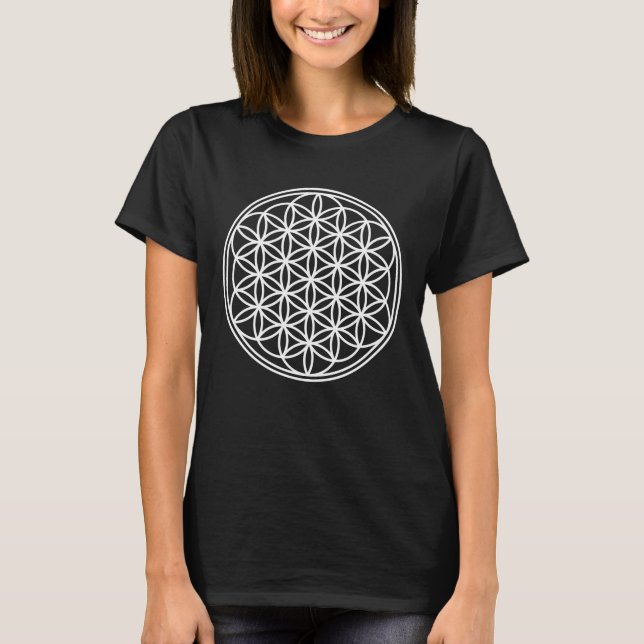 FLOWER OF LIFE - Sacred Geometry Symbol outline 2 T-Shirt (Front)
