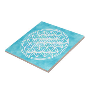 FLOWER OF LIFE - Sacred Geometry Symbol outline 2 Tile