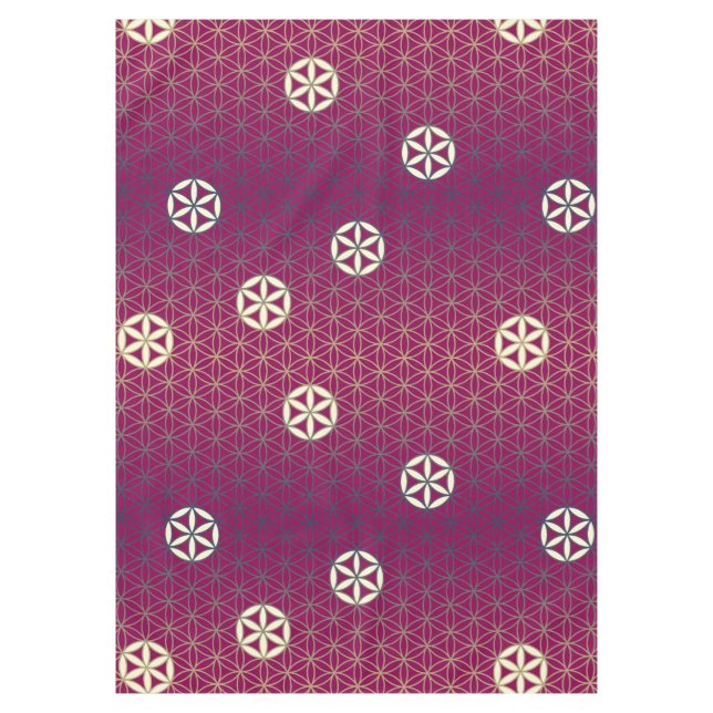 Flower Of Life - seamless pattern - blue beige Tablecloth (Front)