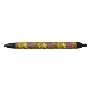 Flower Of Life - seamless pattern - gold shine Black Ink Pen