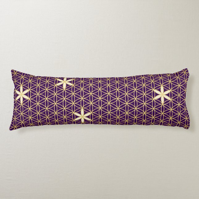 Flower Of Life - seamless pattern - golden Body Cushion (Front)