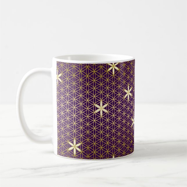 Flower Of Life - seamless pattern - golden Coffee Mug (Left)