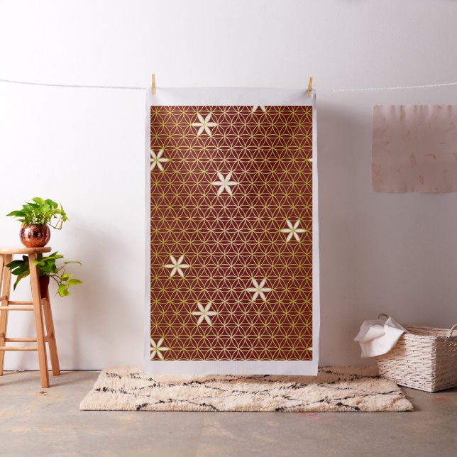 Flower Of Life - seamless pattern - golden Fabric (In Situ)
