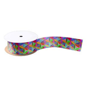Flower of Life - seamless pattern - gradient colou Satin Ribbon