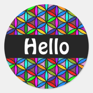 Flower of Life - seamless pattern - multi coloured Classic Round Sticker