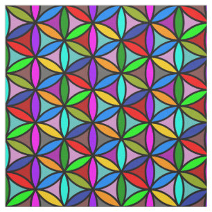 Flower of Life - seamless pattern - multi coloured Fabric