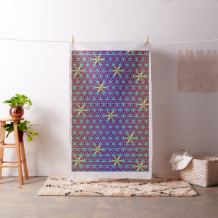 Flower Of Life - seamless pattern - red gold Fabric