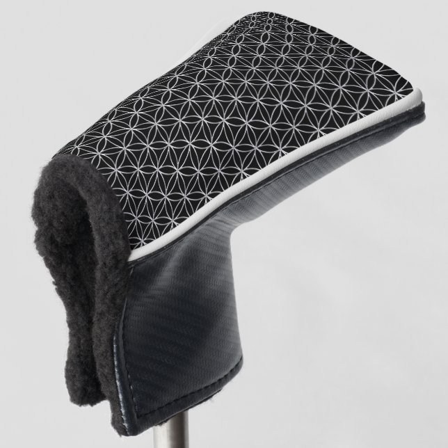 Flower of Life - seamless pattern - silver Golf Head Cover (3/4 Front)