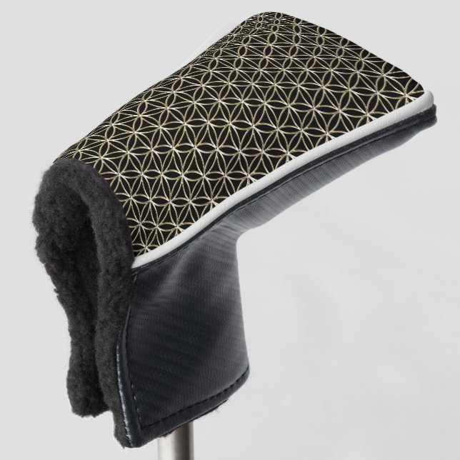 Flower of Life - seamless pattern - white gold Golf Head Cover (3/4 Front)
