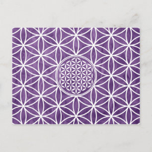 Flower of Life - seamless plain white + your backg Postcard