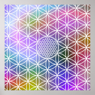 Flower of Life - seamless plain white + your backg Poster