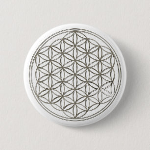 FLOWER OF LIFE - silver 6 Cm Round Badge