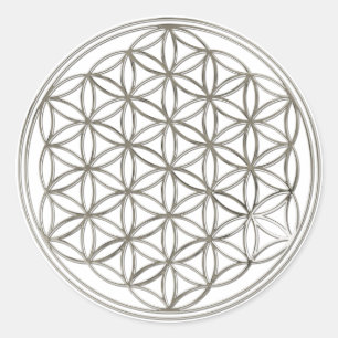 Flower of Life silver big Classic Round Sticker