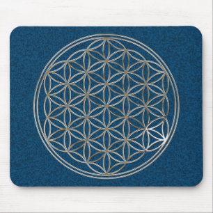 Flower of Life   silver blue Mouse Pad